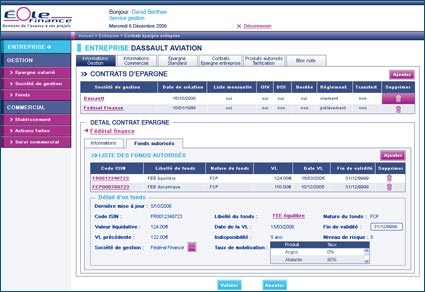 Maquette Eole Finance - Financo : page interne